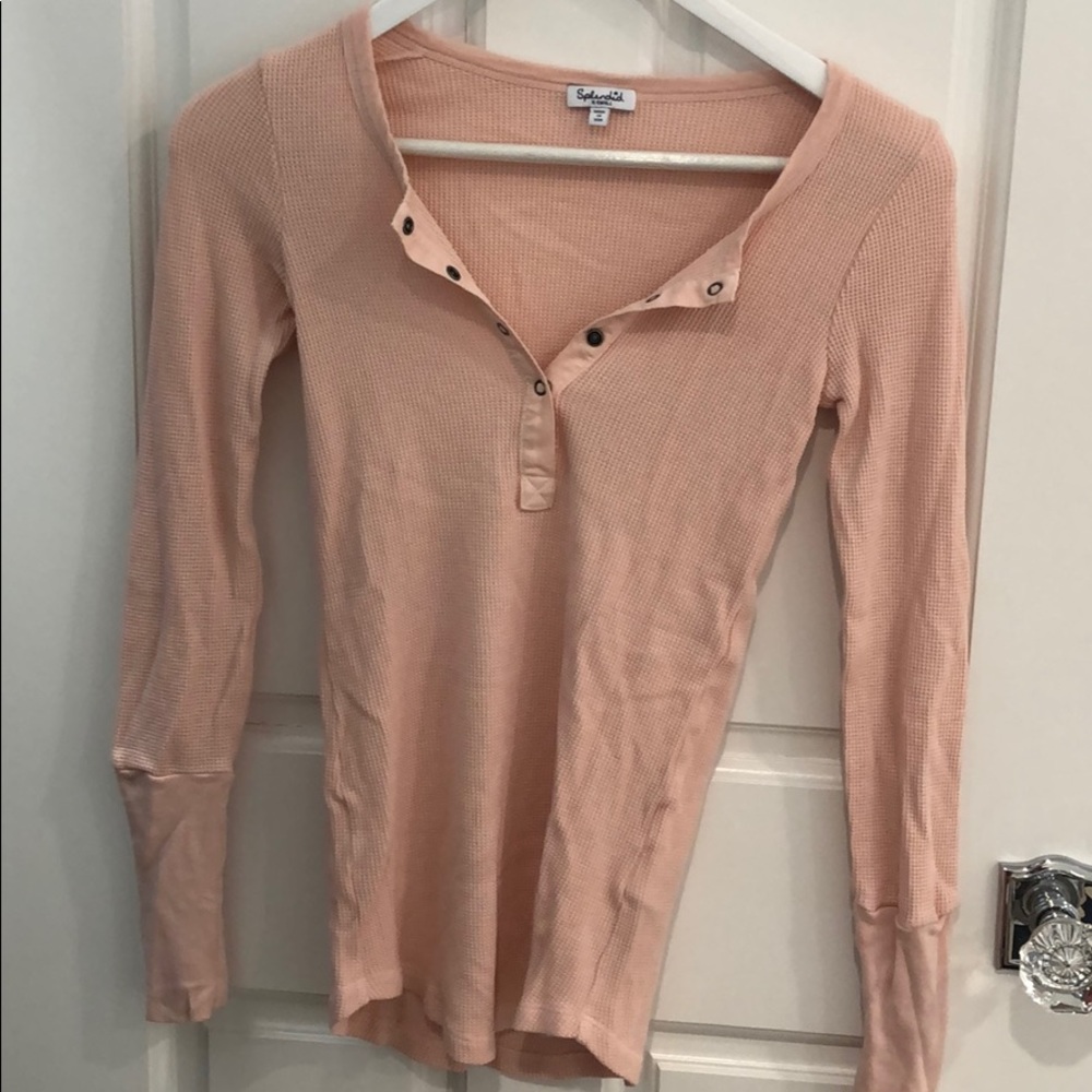 splendid baby pink textured bottom up shirt